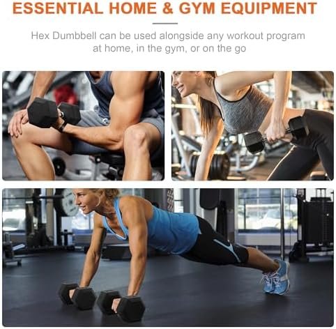 Rubber Encased Hex Dumbbell Set Contoured Handle for Muscle Toning, Strength Building & Full Body Workout, 60LB, 100LB and 150LB Set - Image 7