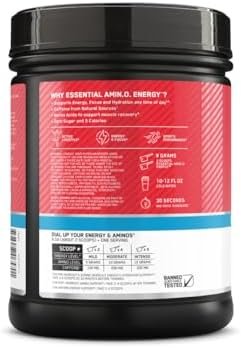 Optimum Nutrition Essential AMIN.O Energy & Electrolytes - Energy, Focus & Post-Workout Muscle Recovery - Strawberry Pre-Workout Electrolyte Powder Drink - Strawberry Burst, 1.51 lb (72 Servings) - Image 4