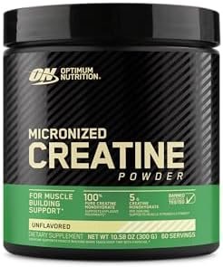Optimum Nutrition Micronized Creatine Monohydrate Powder, Unflavored, 60 Servings, 300 Grams (Packaging May Vary)