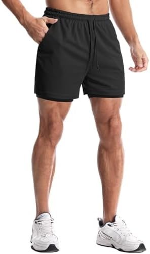 Aolesy Men's Gym Shorts with Liner - 5” Lightweight Running Shorts Mesh Workout Athletic Shorts with 5 Pockets - Image 3
