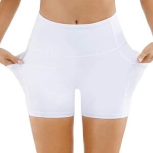 THE GYM PEOPLE Women’s High Waist Workout Shorts Breathable Dolphin Split Elastic Lounge Yoga Shorts