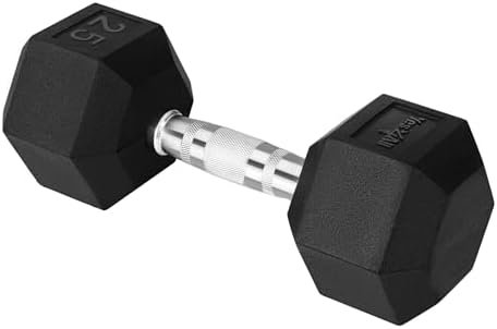 Yes4All Chrome Grip Encased Hex Dumbbells – Hand Weights With Anti-Slip 5-50 LBS Single