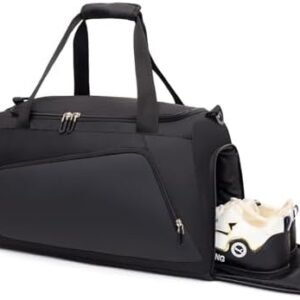 Waterproof Gym Bag with Shoe & Wet Compartment for Men/Women,Sports Duffle Bags for Workout/Fitness/Travel(Black,20"x11"x11")
