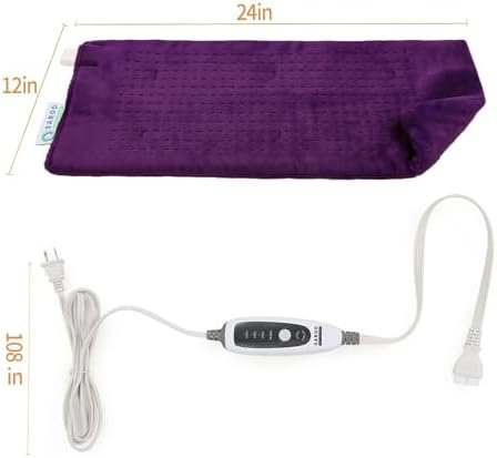 Heating Pad for Back,4lb Weighted Heating Pads for Pain Relief &Cramps,Gifts for Women, Men,12 * 24 King Size with 4 Heating Setting,2H Auto Off,Dry Moist Heat,Machine Washable,Purple - Image 6