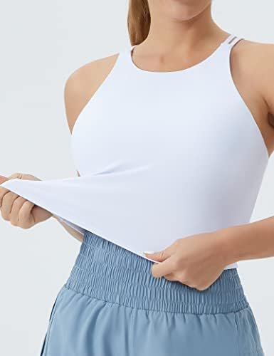 THE GYM PEOPLE Women's Cross Back Sports Bra Halter Neck Workout Crop Tank Tops with Removable Pads - Image 3