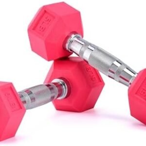 Portzon Weights Dumbbells Pink Colors Compatible with Set of 2 Neoprene/Rubber Dumbbells,1-15 LB, Anti-Slip, Anti-roll, Hex Shape