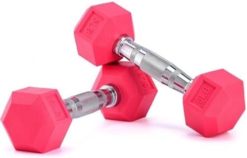 Portzon Weights Dumbbells Pink Colors Compatible with Set of 2 Neoprene/Rubber Dumbbells,1-15 LB, Anti-Slip, Anti-roll, Hex Shape