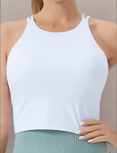 THE GYM PEOPLE Women's Cross Back Sports Bra Halter Neck Workout Crop Tank Tops with Removable Pads - Image 7