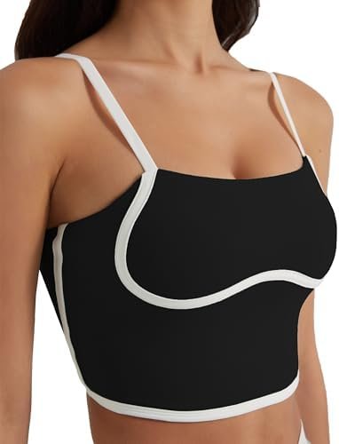 Womens Workout Tank Tops Adjustable Strap Longline Sports Bra Padded Sleeveless Top