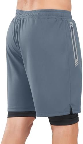 NORTHYARD Men's 2 in 1 Running Shorts Workout Gym Athletic Shorts with Liner Active Training Shorts with Zipper Pockets - Image 3