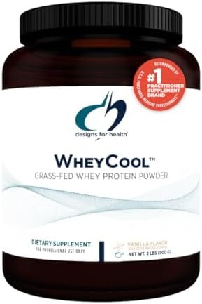 Designs for Health WheyCool – Grass Fed Whey Protein Powder Supplement with 22g Protein, May Support Athletes, Muscles + Energy – Non-GMO + Gluten-Free, Vanilla (30 Servings / 900g)