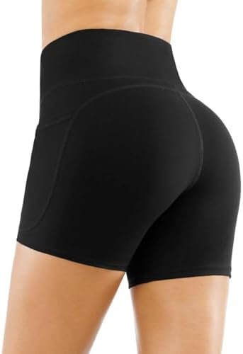 THE GYM PEOPLE Women's High Waist Workout Shorts Breathable Dolphin Split Elastic Lounge Yoga Shorts - Image 3