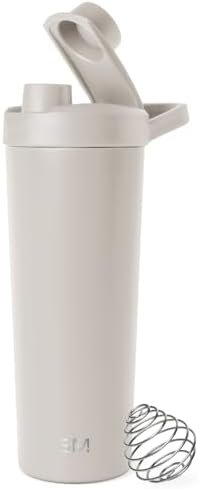 Simple Modern Stainless Steel Shaker Bottle with Ball 24oz | Metal Insulated Cup for Protein Mixes, Shakes and Pre Workout | Rally Collection | Almond Birch
