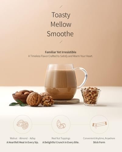 Damtuh Korean Walnut Almond Adlay (Job's Tear) Powder Meal Replacement Shake - Nutty Breakfast Drink, Misugaru, 18g x 50 Sticks (Pack of 1) - Image 3