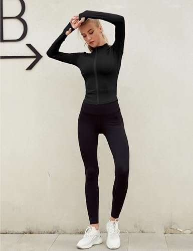 Lviefent Womens Lightweight Full Zip Running Track Jacket Workout Slim Fit Yoga Sportwear with Thumb Holes - Image 8