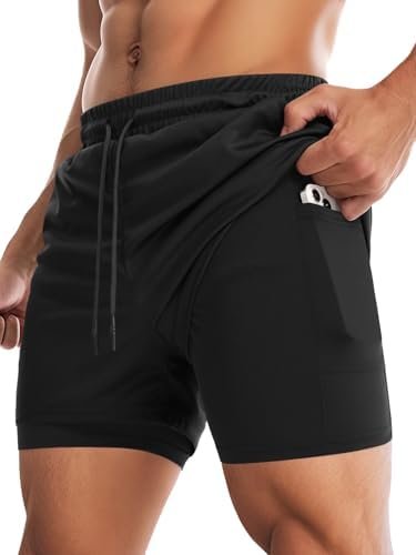 Aolesy Men’s Gym Shorts with Liner – 5” Lightweight Running Shorts Mesh Workout Athletic Shorts with 5 Pockets