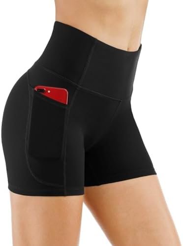 THE GYM PEOPLE Women’s High Waist Workout Shorts Breathable Dolphin Split Elastic Lounge Yoga Shorts