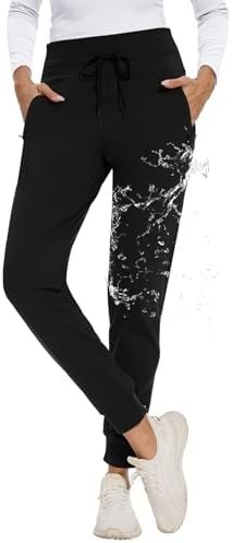 CAMPSNAIL Fleece Lined Joggers Women – Water Resistant Thermal Winter Sweatpants Running Hiking Yoga with Pockets