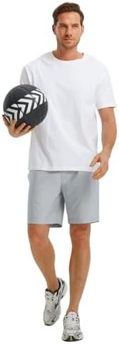 Rouen Mens Athletic Shorts Zipper Pockets Lightweight Quick Dry Drawstring 7/9 Inch Sport Workout Running Golf Gym Shorts Men - Image 5