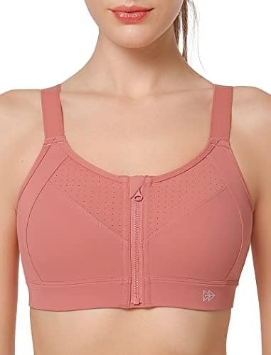 Yvette Adjustable Sports Bras for Women High Impact – Zip Front Sports Bra Plus Size Wireless for Running Workout