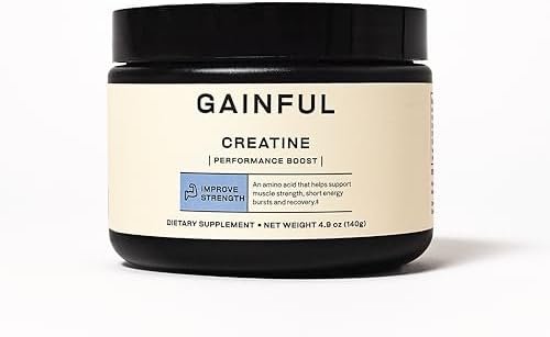 Gainful Creatine Powder, Post Workout Amino Acid Supplement, Muscle, Energy & Focus Support, 5g Creatine Monohydrate, Unflavored, 28 Servings