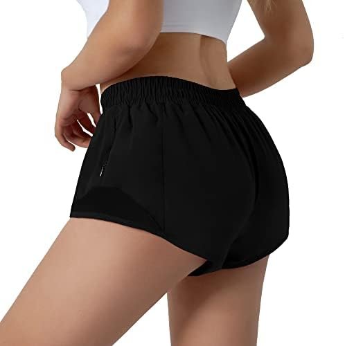 Aurefin Running Shorts for Women,Quick Dry Athletic Sports Shorts Lightweight Active Workout Gym Shorts with Zip Pocket - Image 3