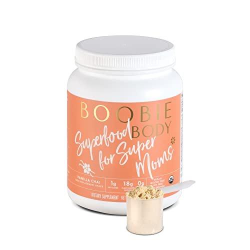 Boobie Body Superfood Protein Meal Replacement Shake, Vanilla Chai Flavor | 19g Protein | Safe For Pregnancy, Lactation, & Motherhood | Organic, Vegan, Zero Sugar, 1 Tub (20 Servings)