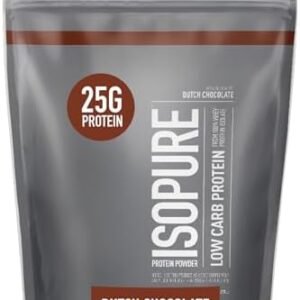 Isopure Low Carb 100% Pure Whey Isolate Protein Powder, Lactose Free, Gluten Free, With Vitamins, Dutch Chocolate, 25g Protein Per Serving, 1 Lb, 14 Servings