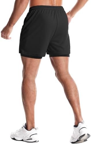 Aolesy Men's Gym Shorts with Liner - 5” Lightweight Running Shorts Mesh Workout Athletic Shorts with 5 Pockets - Image 2