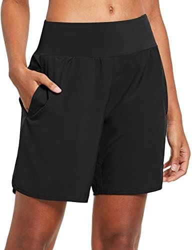 baleaf Womens’ 7″ Long Running Athletic Shorts with Liner High Waist Workout Gym Quick Dry Soft Split Leg Zipper Pocket