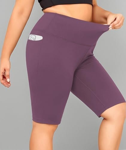 LALAGEN Women Plus Size Biker Shorts with Pockets - Tummy Control Gym Workout Running Yoga Volleyball Athletic Shorts - Image 7