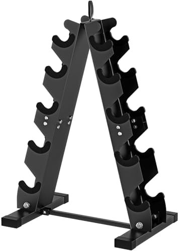 DERACY Dumbbell Rack Stand Only, Heavy Duty A-Frame Dumbbell Storage Rack, 5 tier Steel Dumbbell Holder for Home Gym Space Saver