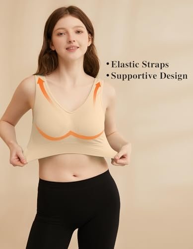 Seamless Sports Bras for Women 3 Pack,Wireless Bras Low Impact Sports Bra Sleep Comfortable Yoga Bras with Removable Pads - Image 3