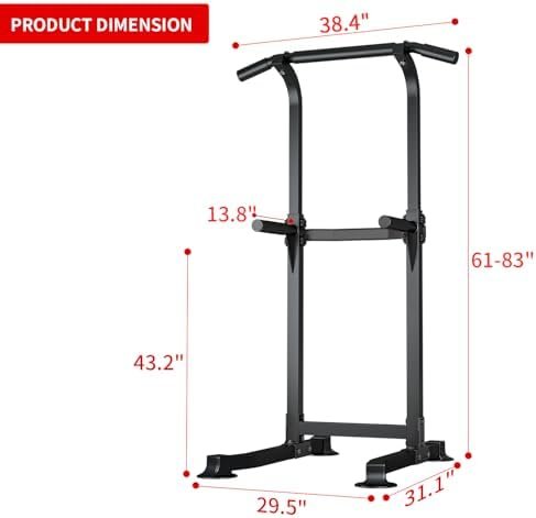 ZENOVA Pull Up Bar Dip Bar Power Tower Workout Dip Station Height Adjustable Free Standing Chin Up Bar for Men Women Teens 300LBS Weight Capacity - Image 7