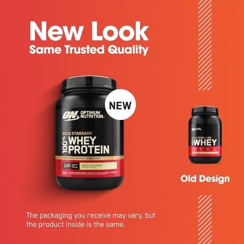 Optimum Nutrition Gold Standard 100% Whey Protein Powder, Vanilla Ice Cream, 2 Pound (Packaging May Vary) - Image 2