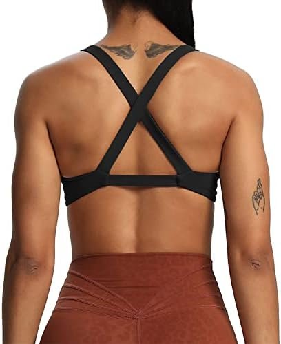 Aoxjox Women's Workout Sports Bras Fitness Backless Padded Satara Low Impact Bra Yoga Crop Tank Top - Image 4