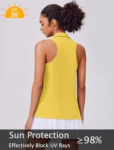 PINSPARK Womens Golf Shirt UPF 50+ Sleeveless Collared Shirts Quick Dry Tennis Polo V-Neck Racerback Athletic Workout Tank - Image 2