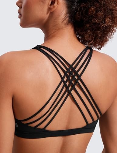 CRZ YOGA Strappy Sports Bras for Women - Criss Cross Back Wireless Padded Yoga Workout Cami Top - Image 5