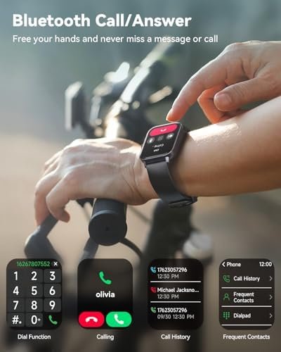 Smartwatch for Men Women, Alexa Built-in, 1.8" Fitness Tracker, IP68 Waterproof Smartwatch for Android & iPhone with Bluetooth Call (Answer/Make), Heart Rate/SpO2/Sleep Monitor/Pedometer, Black - Image 2