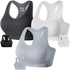 FITTIN Racerback Sports Bras for Women - Padded Seamless Support Bra for Yoga Gym Workout Fitness