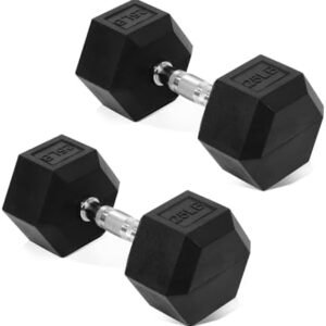 Hex Dumbbells Rubber Coated Hand Weights Pairs for Exercises and Fitness, Multiple Sizes