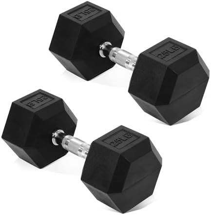 Hex Dumbbells Rubber Coated Hand Weights Pairs for Exercises and Fitness, Multiple Sizes