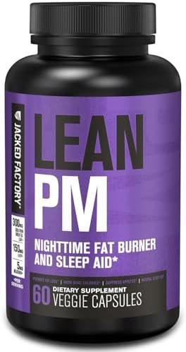 Jacked Factory Lean PM Night Time Fat Burner, Sleep Aid Supplement, & Appetite Suppressant for Men and Women – 60 Stimulant-Free Veggie Weight Loss Diet Pills