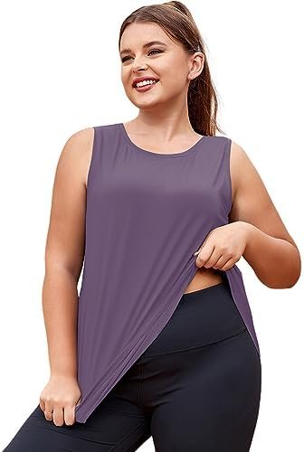 LALAGEN Plus Size Womens Workout Tank Tops Sleeveless Flowy Yoga Athletic Running Shirts