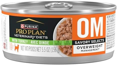 Purina Pro Plan Veterinary Diets OM Overweight Management Savory Selects With Turkey Feline Formula Wet Cat Food – (Pack of 24) 5.5 oz. Cans