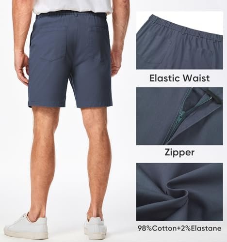 JMIERR Men's Classic-Fit 7" Chino Short Summer Stretch Waist Cotton Twill Casual Dress Shorts with Pockets - Image 2