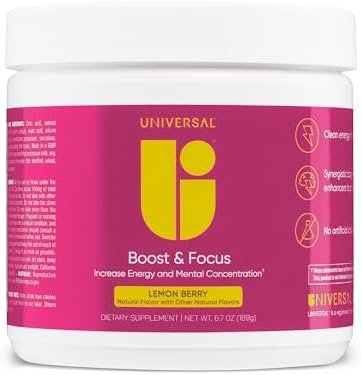 Boost & Focus Powder, Increase Energy and Cognitive Performance, Pre Workout, Custom Dosing, VIT B12, Niacin, Choline, L-Tyrosine, No Artificial Flavors, 30 Servings (Lemon Berry)