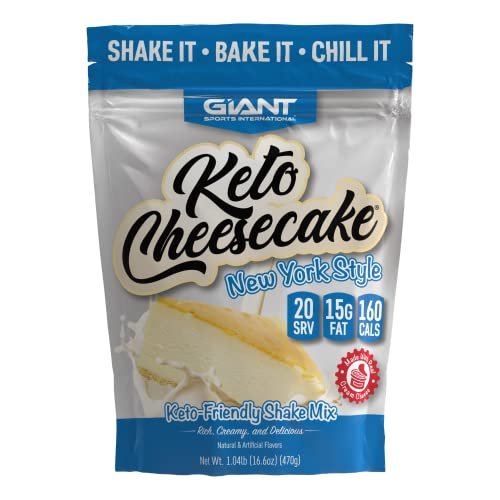Giant Sports Keto Cheesecake Shake Mix – Delicious Low Carb, Ketogenic Diet Gluten Free Powder Mix – Meal Replacement – Works Great with Almond Milk – New York Style (20 Serving Bag)