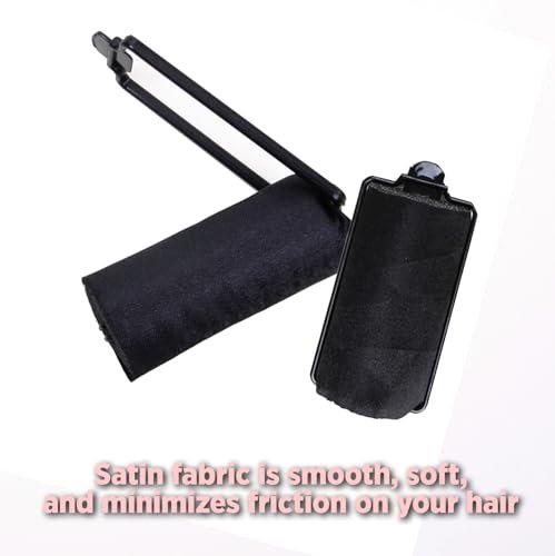 DONNA Silky Satin Foam Rollers 1.25"(D) 6PCS XL Hair Styling Heatless Curlers and Clips for Hairdressing BLACK - Image 2