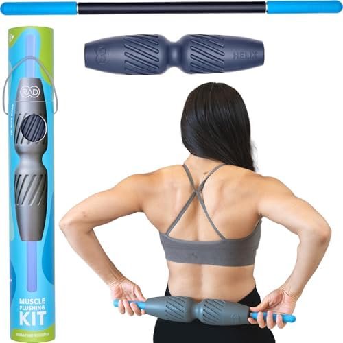 RAD 2-in-1 Muscle Flushing Kit – Includes Exercise Foam Roller & Massage Roller Stick – Deep Tissue Massage, Myofascial Release, Mobility & Recovery